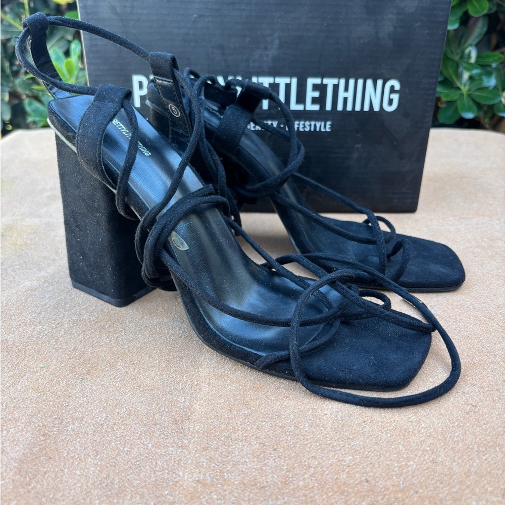 PrettyLittleThing Black Block Heels